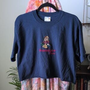 Blue Short Sleeve Tee with Graphic Design